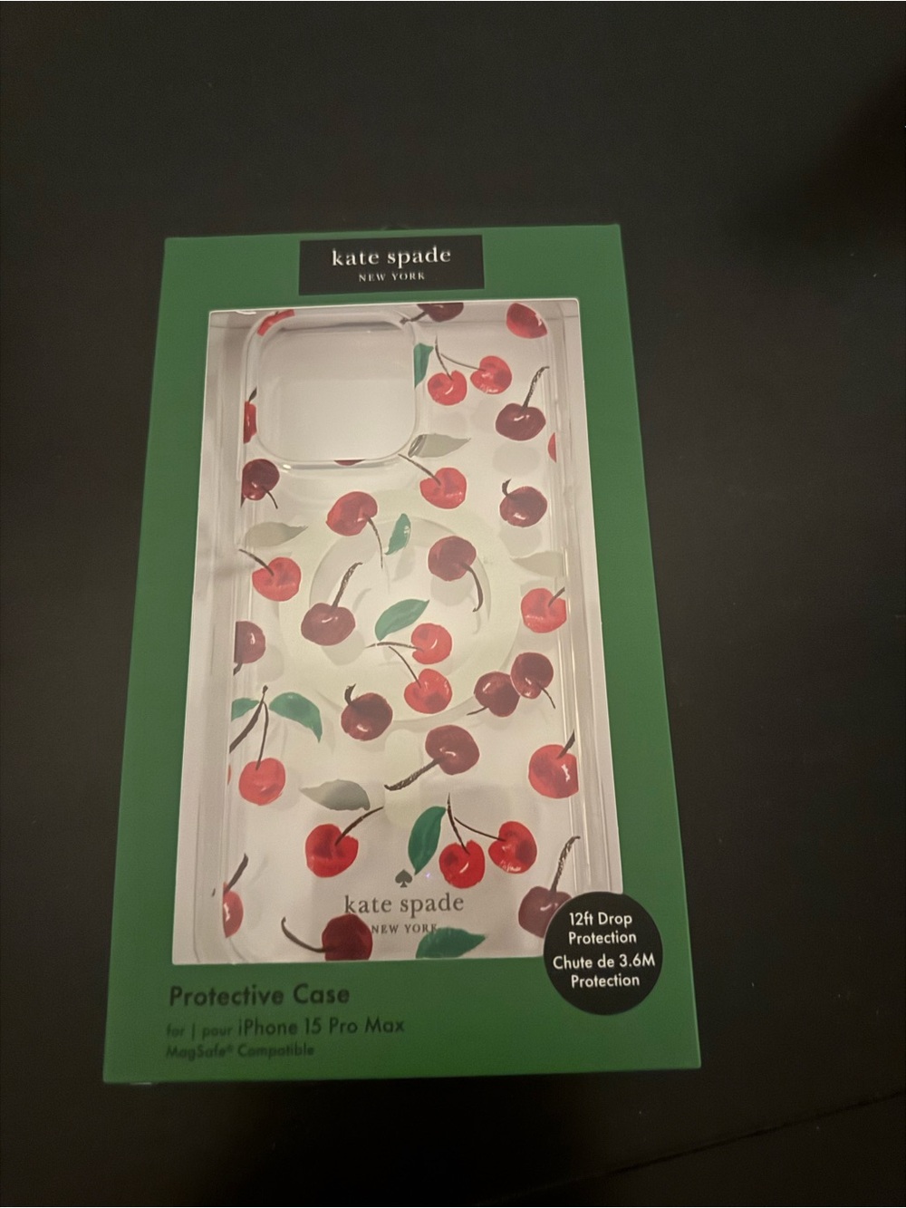 kate spade Clear Cherry Print iPhone Case with Red and Green Accents